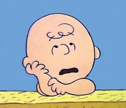 Charlie Brown rolling his eyes.